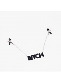 Зажимы на соски с кожаной подвеской Bitch - Crazy Handmade - купить с доставкой в Новокузнецке