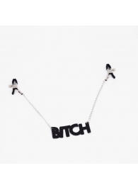 Зажимы на соски с кожаной подвеской Bitch - Crazy Handmade - купить с доставкой в Новокузнецке