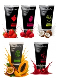 Набор из 5 съедобных лубрикантов JUJU (клубника, малина, тропические фрукты, вишня, кокос) - JuJu - купить с доставкой в Новокузнецке