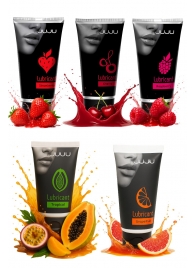 Набор из 5 съедобных лубрикантов JUJU (клубника, малина, тропические фрукты, вишня, грейпфрут) - JuJu - купить с доставкой в Новокузнецке