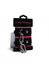 Черно-розовые скругленные наручники с мягкой подкладкой - Crazy Handmade - купить с доставкой в Новокузнецке Черно-розовые скругленные наручники с мягкой подкладкой - Crazy Handmade - купить с доставкой в Новокузнецке