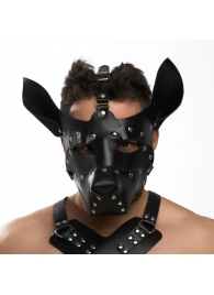 Черная кожаная маска «Собака» - Crazy Handmade - купить с доставкой в Новокузнецке