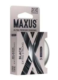 Черные утолщенные презервативы MAXUS Extra Strong с железным кейсом - 3 шт. - Maxus - купить с доставкой в Новокузнецке
