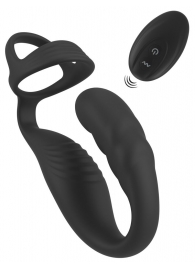 Черное эрекционное кольцо со стимуляцией промежности и анальной пробкой Cock Ring with RC Prostate Plug - Orion - в Новокузнецке купить с доставкой Черное эрекционное кольцо со стимуляцией промежности и анальной пробкой Cock Ring with RC Prostate Plug - Orion - в Новокузнецке купить с доставкой