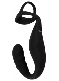 Черное эрекционное кольцо со стимуляцией промежности и анальной пробкой Cock Ring with RC Prostate Plug - Orion - в Новокузнецке купить с доставкой Черное эрекционное кольцо со стимуляцией промежности и анальной пробкой Cock Ring with RC Prostate Plug - Orion - в Новокузнецке купить с доставкой