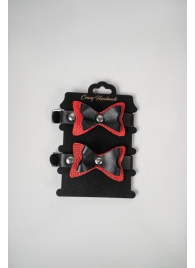 Черно-красные кожаные наручники с бантиками - Crazy Handmade - купить с доставкой в Новокузнецке Черно-красные кожаные наручники с бантиками - Crazy Handmade - купить с доставкой в Новокузнецке