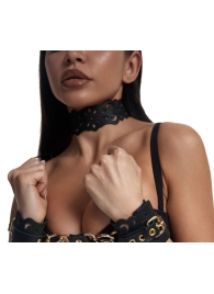 Черный ажурный чокер с золотистой фурнитурой - Crazy Handmade - купить с доставкой в Новокузнецке