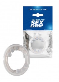 Эрекционное кольцо со стимулирующими шариками сверху и снизу - Sex Expert - в Новокузнецке купить с доставкой