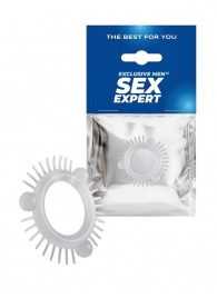 Эластичное эрекционное кольцо с 3 шариками и шипами - Sex Expert - в Новокузнецке купить с доставкой