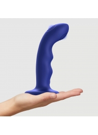 Синяя насадка-стимулятор Strap-On-Me Tapping Dildo Wave - Strap-on-me - купить с доставкой в Новокузнецке