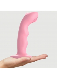 Розовая насадка-стимулятор Strap-On-Me Tapping Dildo Wave - Strap-on-me - купить с доставкой в Новокузнецке