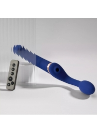 Синий безремневой страпон Multi Orgasm Bendable Strap-On size L с клиторальной стимуляцией - Strap-on-me - купить с доставкой в Новокузнецке