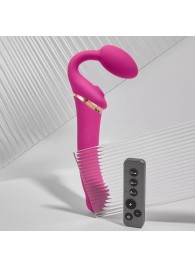 Ярко-розовый безремневой страпон Multi Orgasm Bendable Strap-On size XL с клиторальной стимуляцией - Strap-on-me - купить с доставкой в Новокузнецке