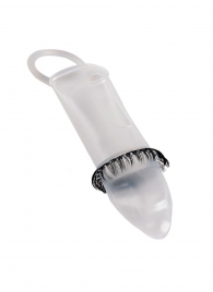 Закрытая насадка на пенис с подхватом мошонки и стимулирующими «ресничками» - Sextaz - в Новокузнецке купить с доставкой