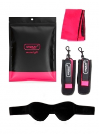 Черно-розовый эротический набор: маска, наручники и повязка - Erokay - купить с доставкой в Новокузнецке