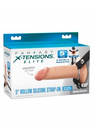 Телесный пустотелый фаллопротез 5’’ Hollow Silicone Strap-On - 14 см. - Pipedream - купить с доставкой в Новокузнецке