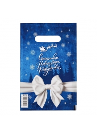 Сине-белый подарочный новогодний пакет с вырубной ручкой (20х30 см) - Сима-Ленд - купить с доставкой в Новокузнецке