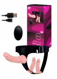 Женский страпон с 3 насадками и вибрацией - Erowoman-Eroman - купить с доставкой в Новокузнецке