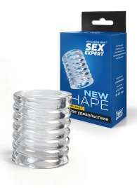 Прозрачная сквозная насадка на пенис с ребрышками - Sex Expert - в Новокузнецке купить с доставкой