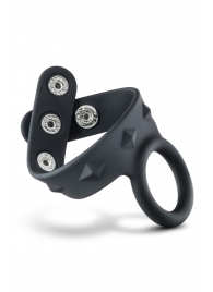 Черное эрекционное кольцо с подхватом мошонки на кнопках VS6 - Blush Novelties - в Новокузнецке купить с доставкой