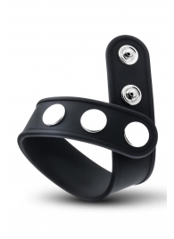 Черное эрекционное кольцо на кнопках - Blush Novelties - в Новокузнецке купить с доставкой