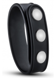 Черное эрекционное кольцо на кнопках - Blush Novelties - в Новокузнецке купить с доставкой