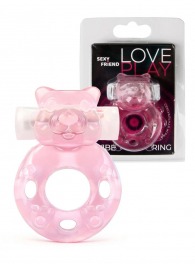 Розовое эрекционное виброкольцо в форме мишки - 1137 - в Новокузнецке купить с доставкой