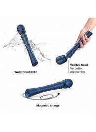 Синий вибромассажёр с насадками Man.wand Edgy - Manwan - в Новокузнецке купить с доставкой