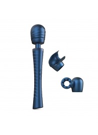 Синий вибромассажёр с насадками Man.wand Edgy - Manwan - в Новокузнецке купить с доставкой