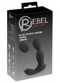 Черная анальная пробка с вибрацией, вращением и пультом ДУ RC Butt Plug with 2 Functions - Orion - в Новокузнецке купить с доставкой
