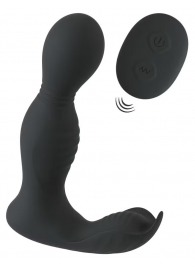Черная анальная пробка с вибрацией, вращением и пультом ДУ RC Butt Plug with 2 Functions - Orion - в Новокузнецке купить с доставкой