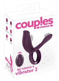 Фиолетовая насадка на член с клиторальным отростком и пультом ДУ RC Couple’s Vibrator 2 - Orion - в Новокузнецке купить с доставкой