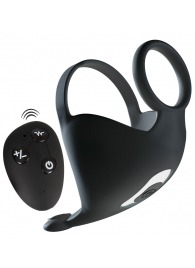 Черная вибронасадка для эрекции и стимуляции мошонки Cock ring with RC ball massager - Orion - в Новокузнецке купить с доставкой