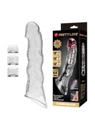 Прозрачный фаллоудлинитель с 3 вставками - 28 см. - Baile - в Новокузнецке купить с доставкой