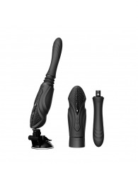 Черная секс-машина с функцией нагрева, насадками и присоской Sesh - Zalo - купить с доставкой в Новокузнецке