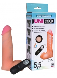Фаллическая насадка Харнесс UNICOCK 5,5  с вибрацией - 17 см. - LOVETOY (А-Полимер) - купить с доставкой в Новокузнецке