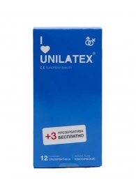 Классические презервативы Unilatex Natural Plain - 12 шт. + 3 шт. в подарок - Unilatex - купить с доставкой в Новокузнецке