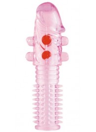 Гелевая розовая насадка с шариками и шипами - 14 см. - ToyFa - в Новокузнецке купить с доставкой