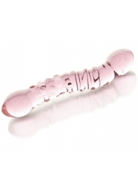 Двусторонний розовый фаллос  с рёбрами и точками - 19,5 см. - Sexus купить с доставкой в интернет-магазине Orgasmix в Новокузнецке Двусторонний розовый фаллос  с рёбрами и точками - 19,5 см. - Sexus