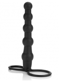 Насадка на пенис для двойного проникновения Silicone Beaded Double Rider - 14 см. - California Exotic Novelties - в Новокузнецке купить с доставкой