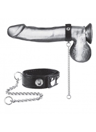 Утяжка на пенис с поводком Snap Cock Ring With 12  Leash - BlueLine - купить с доставкой в Новокузнецке