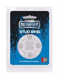 Эрекционное кольцо с 4 бусинами MENZSTUFF STUD RING CLEAR - Dream Toys - в Новокузнецке купить с доставкой