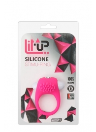 Розовое эрекционное кольцо с щеточкой LIT-UP SILICONE STIMU RING 5 - Dream Toys - в Новокузнецке купить с доставкой