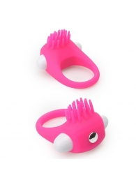 Розовое эрекционное кольцо с щеточкой LIT-UP SILICONE STIMU RING 5 - Dream Toys - в Новокузнецке купить с доставкой