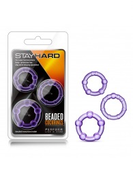 Набор из 3 фиолетовых эрекционных колец Stay Hard Beaded Cockrings - Blush Novelties - в Новокузнецке купить с доставкой