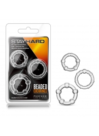 Набор из 3 прозрачных эрекционных колец Stay Hard Beaded Cockrings - Blush Novelties - в Новокузнецке купить с доставкой