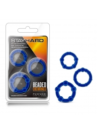 Набор из 3 синих эрекционных колец Stay Hard Beaded Cockrings - Blush Novelties - в Новокузнецке купить с доставкой