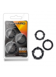 Набор из 3 чёрных эрекционных колец Stay Hard Beaded Cockrings - Blush Novelties - в Новокузнецке купить с доставкой