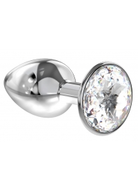 Малая серебристая анальная пробка Diamond Clear Sparkle Small с прозрачным кристаллом - 7 см. - Lola Games - купить с доставкой в Новокузнецке