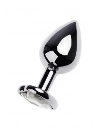 Серебристая анальная пробка с прозрачным кристаллом-сердцем - 8 см. - ToyFa - купить с доставкой в Новокузнецке